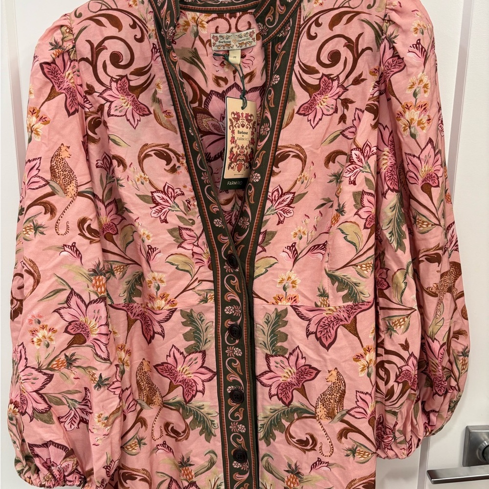 Farm Rio x Barbour Alice Floral Leopard Maxi Dress Size Medium - Picture 8 of 16